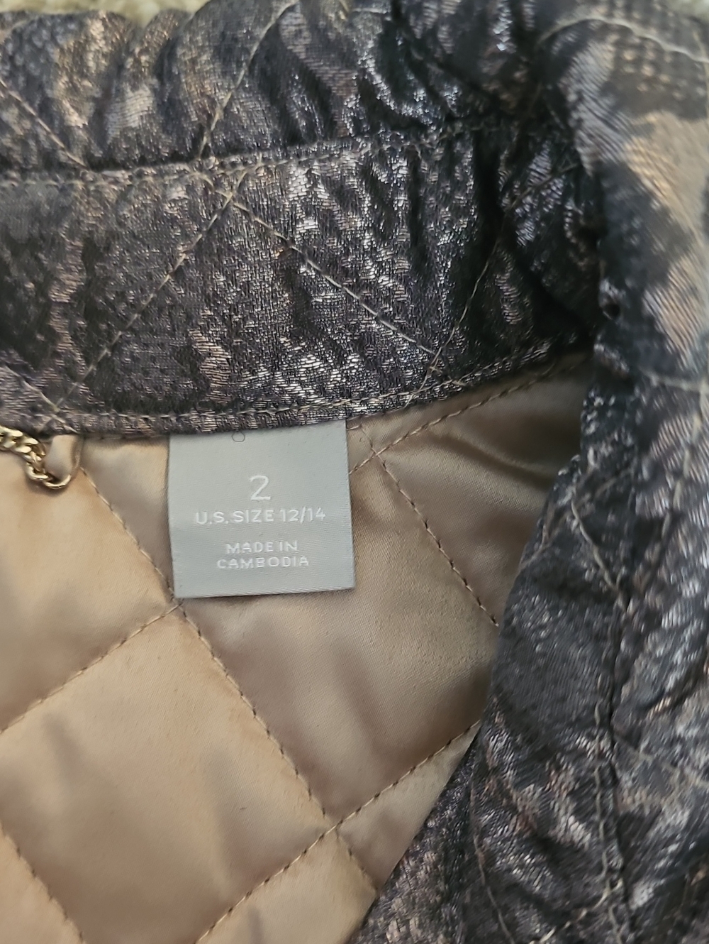 NWT Chico's Women's Quilted Metallic Python Snake Print Jacket - Picture 8 of 13
